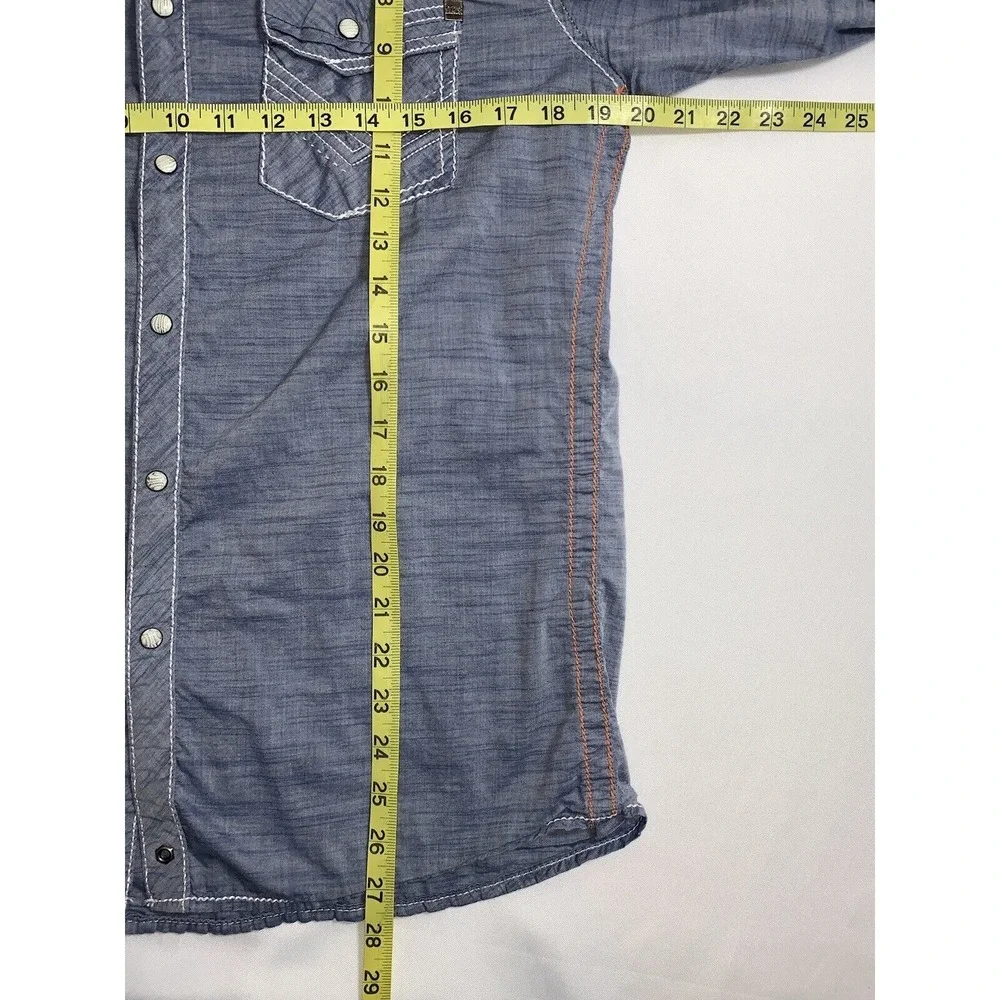 Buckle Black Tailored Fit Pearl Snap Blue  Long Sleeve Western Mens Size M - Picture 3 of 5